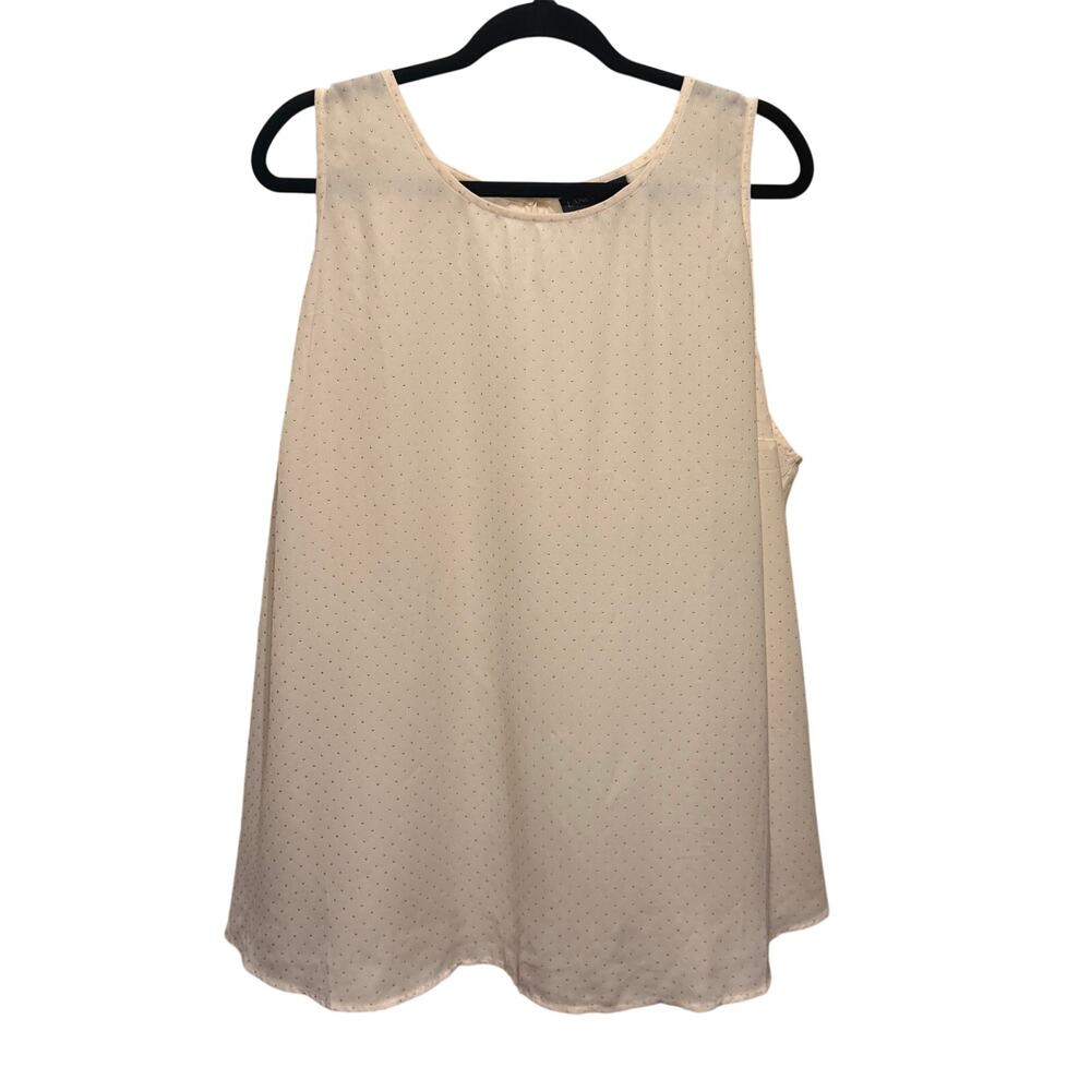 Lane Bryant White Gold Dots Sleeveless Shirt Blouse Lightweight Plus Size 24